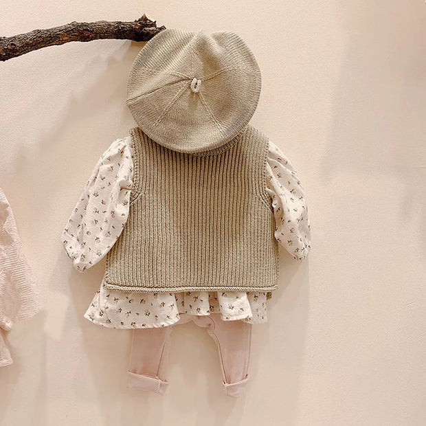Baby Girls Sweaters Baby Girl Solid Sleeveless Pullover Vest Baby Boys Sweaters Knit Vest Kids Toddler Autumn Outerwear BABY VIBES & CO.