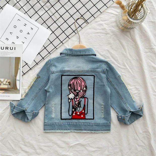 Girls Denim Jackets Fashion New Kids Outerwear Baby Girls Clothes Long Sleeve Denim Jacket For 2-10 Year Teens Girls Denim Coats BABY VIBES & CO.