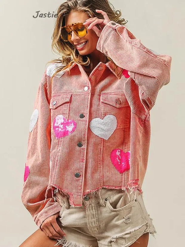 Mamas Valentine's Day Love & Sequin Jacket BABY VIBES & CO.