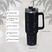 Rhinestone Embellished Stanley Style 40oz Tumbler Mug With  Lid & Straw Baby Vibes & Co.