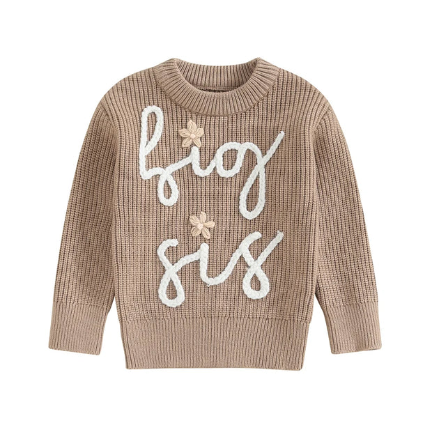 2023-10-25 Lioraitiin 6M-3Y Toddler Girls Sweater Letter Embroidery Long Sleeve Pullovers Fall Kids Clothes Baby Jumpers Tops BABY VIBES & CO.
