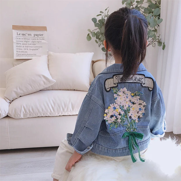 Girls Denim Jackets Fashion New Kids Outerwear Baby Girls Clothes Long Sleeve Denim Jacket For 2-10 Year Teens Girls Denim Coats BABY VIBES & CO.