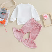 Long Sleeve Crewneck + Pink Velvet Flares BABY VIBES & CO.