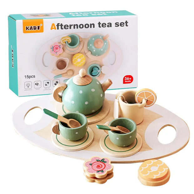Organic Wooden Afternoon Tea Set Early Educational Montessori Learning Toys BABY VIBES & CO.