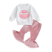 Long Sleeve Crewneck + Pink Velvet Flares BABY VIBES & CO.