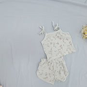 Waffle Knit Flower Print Matching Set Baby Vibes & Co.