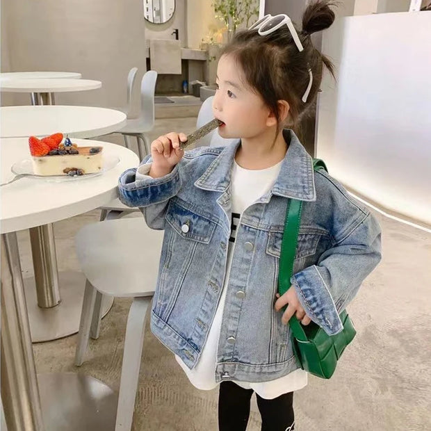 Girls Denim Jackets Fashion New Kids Outerwear Baby Girls Clothes Long Sleeve Denim Jacket For 2-10 Year Teens Girls Denim Coats BABY VIBES & CO.
