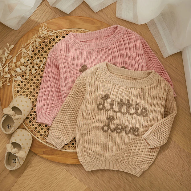 Autumn New Baby Boys Girls Clothes Toddler Kintted Sweater Long Sleeve Crew Neck Letters Winter Warm Crochet Infant Pullover BABY VIBES & CO.