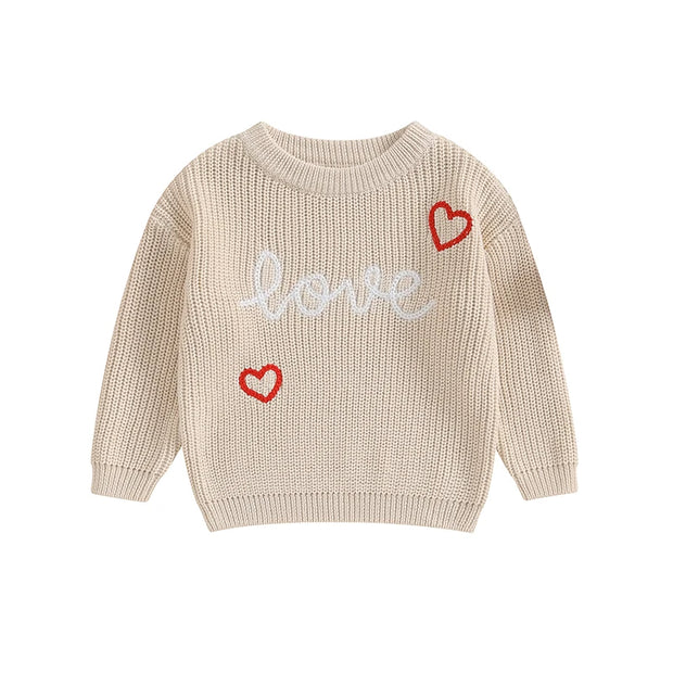 Valentines Day Love Embroidered Knit Sweater BABY VIBES & CO.