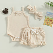 Baby Girl 2-Piece Summer Set with Matching Bow Headband Baby Vibes & Co.