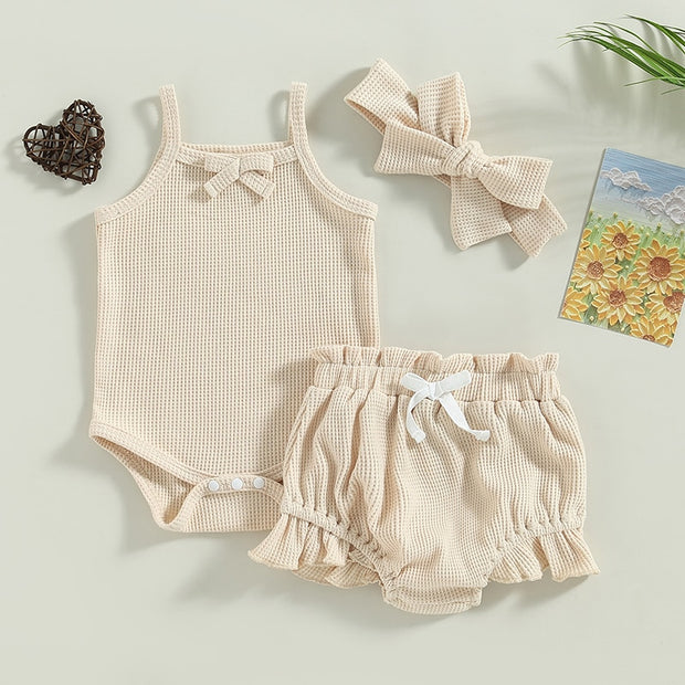 Baby Girl 2-Piece Summer Set with Matching Bow Headband Baby Vibes & Co.