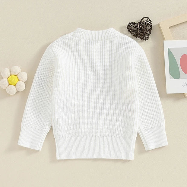 2023-10-25 Lioraitiin 6M-3Y Toddler Girls Sweater Letter Embroidery Long Sleeve Pullovers Fall Kids Clothes Baby Jumpers Tops BABY VIBES & CO.