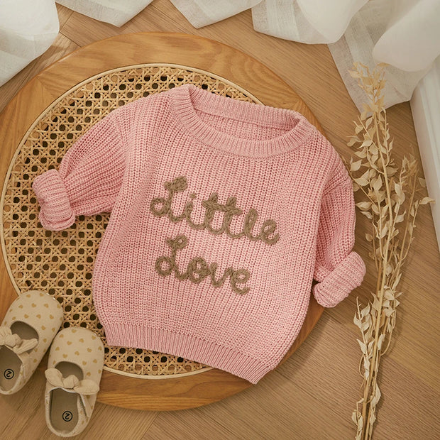 Autumn New Baby Boys Girls Clothes Toddler Kintted Sweater Long Sleeve Crew Neck Letters Winter Warm Crochet Infant Pullover BABY VIBES & CO.