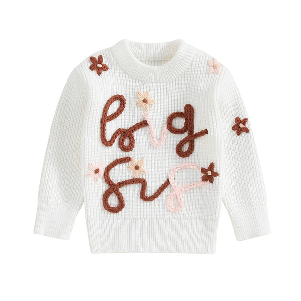 2023-10-25 Lioraitiin 6M-3Y Toddler Girls Sweater Letter Embroidery Long Sleeve Pullovers Fall Kids Clothes Baby Jumpers Tops BABY VIBES & CO.