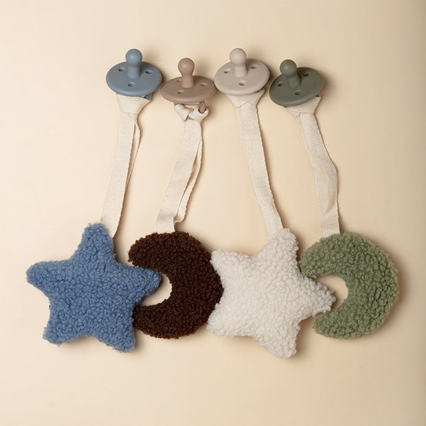 Sherpa Moon Binkie Clip + Organic Pacifier Baby Vibes & Co.