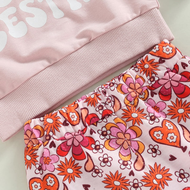 Mama Is My Bestie Long Sleeve Crewneck + Floral Bell Bottom Set Baby Vibes & Co.
