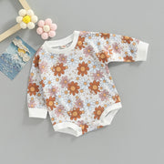 FOCUSNORM Infant Baby Girls Boys Cute Romper 0-24M Sunflowers Printing Long Sleeve Contrast Color Sweatshirt Jumpsuits BABY VIBES & CO.