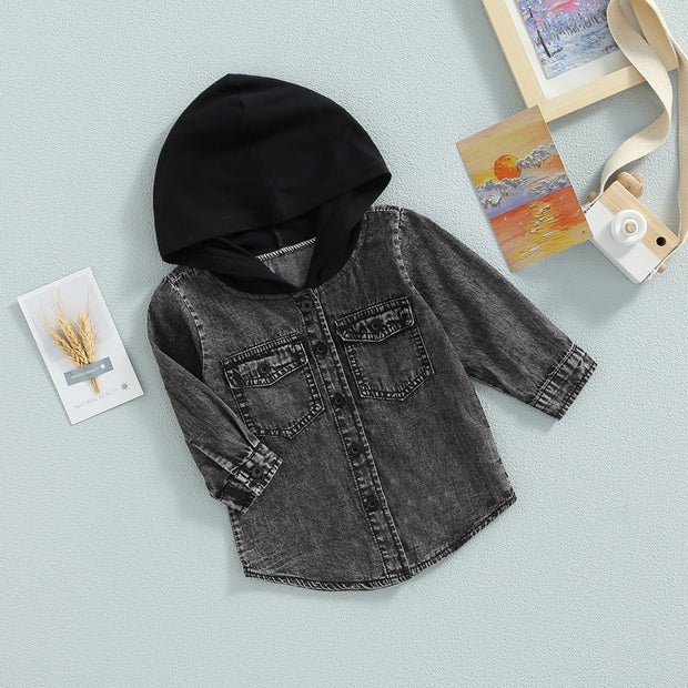 Trendy Denim Hooded Jacket 12M-4T Baby Vibes & Co.