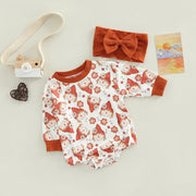 FOCUSNORM 2pcs Infant Baby Girls Boys Cute Romper Hairband 0-18M Flowers/Letter Printed Long Sleeve Sweatshirt Jumpsuit BABY VIBES & CO.