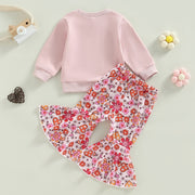 Mama Is My Bestie Long Sleeve Crewneck + Floral Bell Bottom Set Baby Vibes & Co.