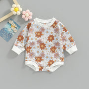 FOCUSNORM Infant Baby Girls Boys Cute Romper 0-24M Sunflowers Printing Long Sleeve Contrast Color Sweatshirt Jumpsuits BABY VIBES & CO.