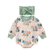 FOCUSNORM 2pcs Infant Baby Girls Boys Cute Romper Hairband 0-18M Flowers/Letter Printed Long Sleeve Sweatshirt Jumpsuit BABY VIBES & CO.