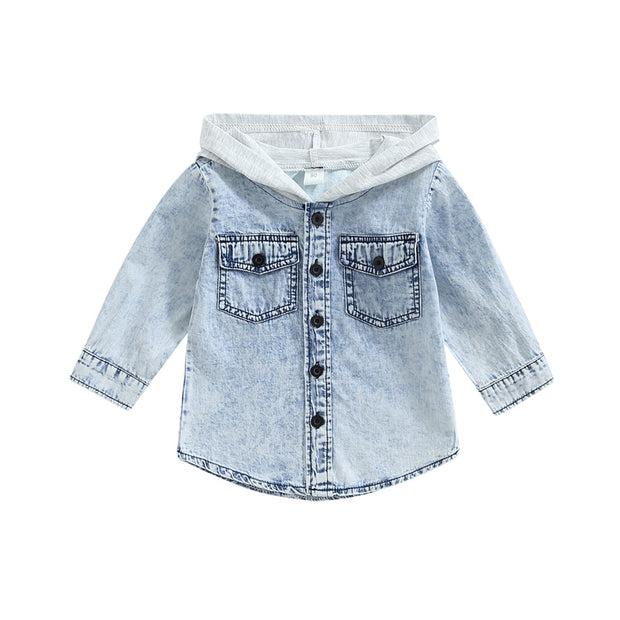 Trendy Denim Hooded Jacket 12M-4T Baby Vibes & Co.