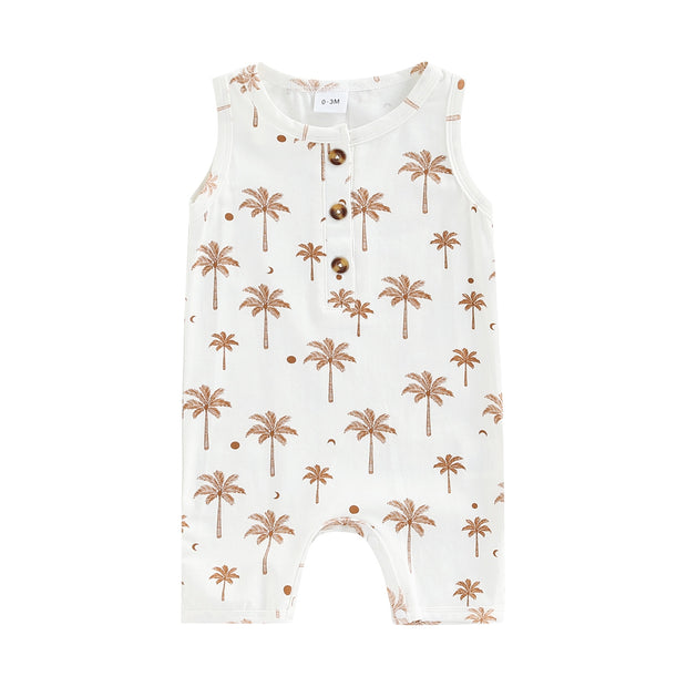 2022-03-01 Lioraitiin 0-12M Infant Baby Boy Girl Casual Romper Summer Sleeveless Printting O-Neck Snap Crotch Jumpsuit BABY VIBES & CO.