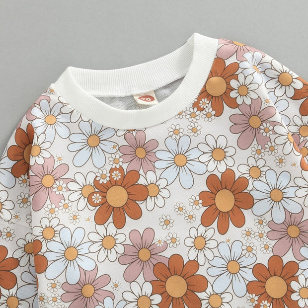 FOCUSNORM Infant Baby Girls Boys Cute Romper 0-24M Sunflowers Printing Long Sleeve Contrast Color Sweatshirt Jumpsuits BABY VIBES & CO.