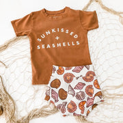 FOCUSNORM Summer Baby Girls Boys 3pcs Clothes Sets 0-24M Letter Short Sleeve Brown T Shirts+Shell Print Casual Shorts BABY VIBES & CO.