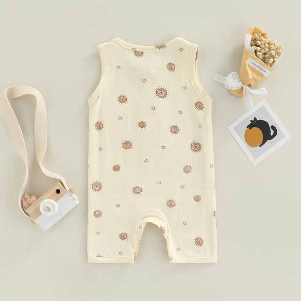 2022-03-01 Lioraitiin 0-12M Infant Baby Boy Girl Casual Romper Summer Sleeveless Printting O-Neck Snap Crotch Jumpsuit BABY VIBES & CO.