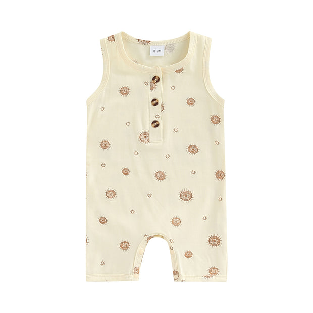 2022-03-01 Lioraitiin 0-12M Infant Baby Boy Girl Casual Romper Summer Sleeveless Printting O-Neck Snap Crotch Jumpsuit BABY VIBES & CO.