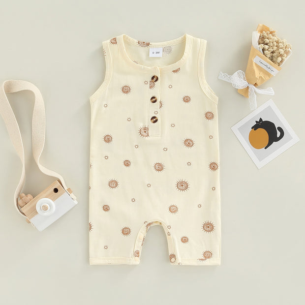 2022-03-01 Lioraitiin 0-12M Infant Baby Boy Girl Casual Romper Summer Sleeveless Printting O-Neck Snap Crotch Jumpsuit BABY VIBES & CO.