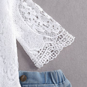 Lacy Jean & Long Sleeve Romper 2PC BABY VIBES & CO.