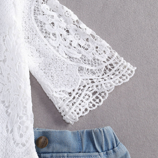 Lacy Jean & Long Sleeve Romper 2PC BABY VIBES & CO.