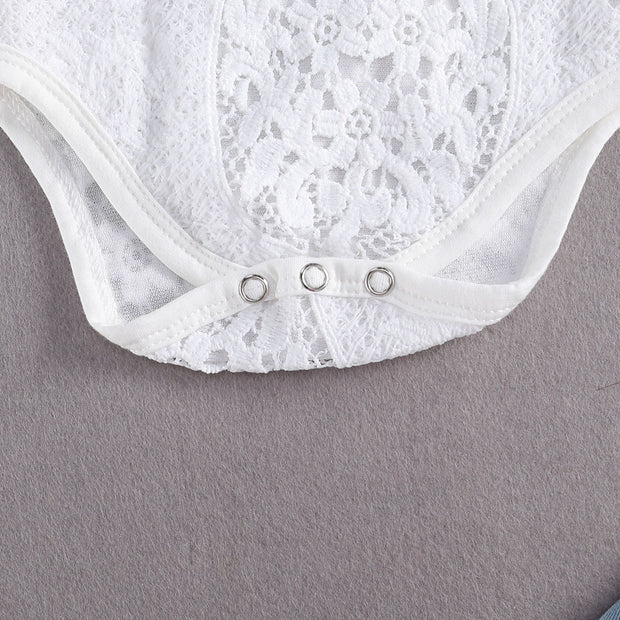 Lacy Jean & Long Sleeve Romper 2PC BABY VIBES & CO.