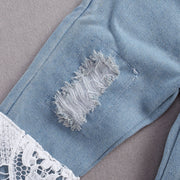 Lacy Jean & Long Sleeve Romper 2PC BABY VIBES & CO.