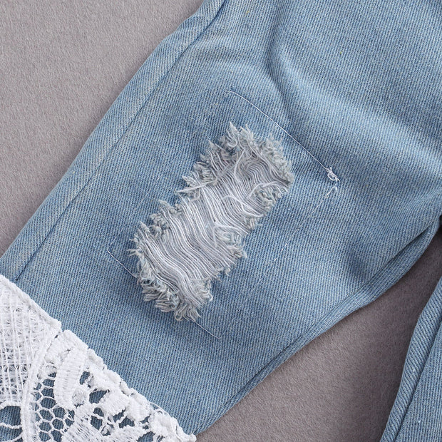 Lacy Jean & Long Sleeve Romper 2PC BABY VIBES & CO.