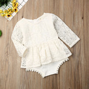 Baby Girl Creamy White Boho Lace Romper 0-24M BABY VIBES & CO.