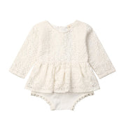 Baby Girl Creamy White Boho Lace Romper 0-24M BABY VIBES & CO.