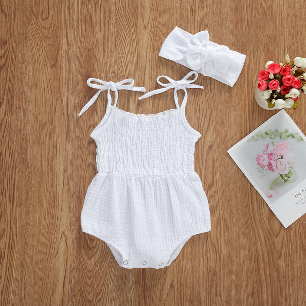 Sleeveless Strap Bodysuits +Headband Set 0-24M BABY VIBES & CO.