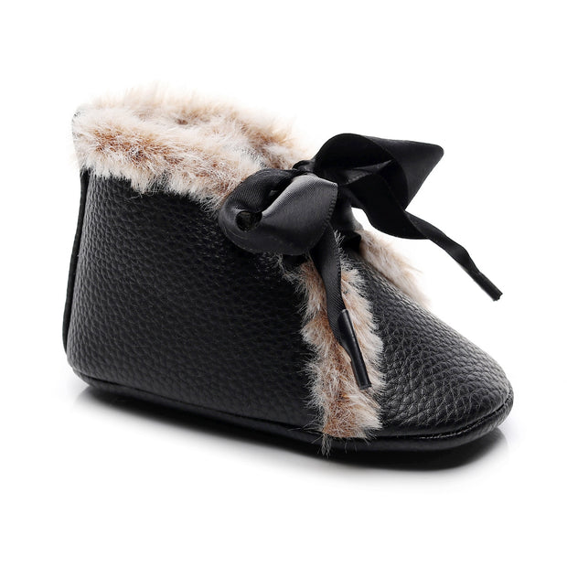 Fuzzy Canvas Soft-Sole Booties BABY VIBES & CO.