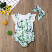 CACTUS BUMMIE SUSPENDER BODYSUIT SET + BOW KNOT BABY VIBES & CO.