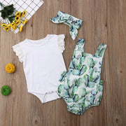 CACTUS BUMMIE SUSPENDER BODYSUIT SET + BOW KNOT BABY VIBES & CO.
