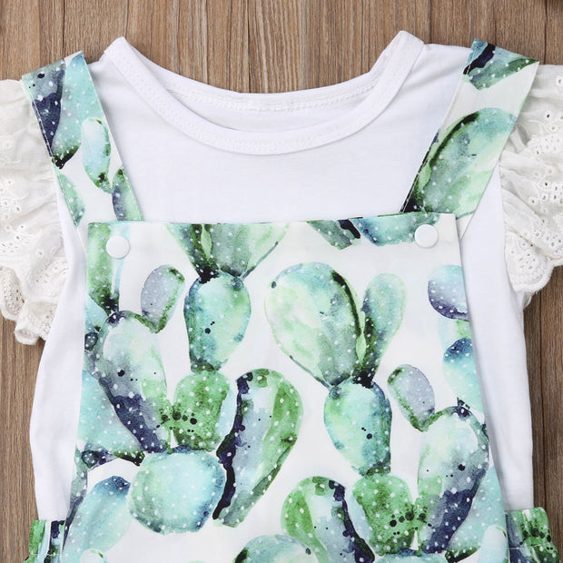 CACTUS BUMMIE SUSPENDER BODYSUIT SET + BOW KNOT BABY VIBES & CO.