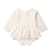 Baby Girl Creamy White Boho Lace Romper 0-24M BABY VIBES & CO.