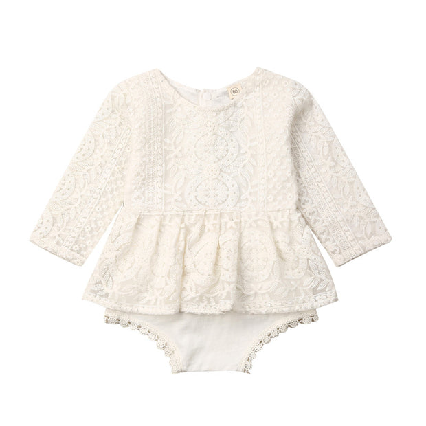 Baby Girl Creamy White Boho Lace Romper 0-24M BABY VIBES & CO.
