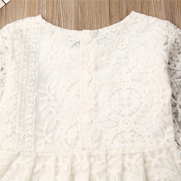 Baby Girl Creamy White Boho Lace Romper 0-24M BABY VIBES & CO.