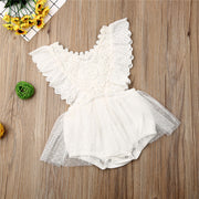 Baby Girl Creamy White Boho Lace Romper 0-24M BABY VIBES & CO.