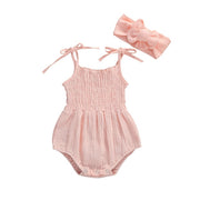 Sleeveless Strap Bodysuits +Headband Set 0-24M BABY VIBES & CO.